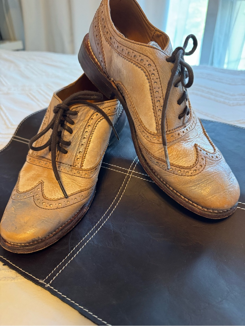Bed|Stu Classic Women Wingtip Dress Shoes in Tan - Size 7